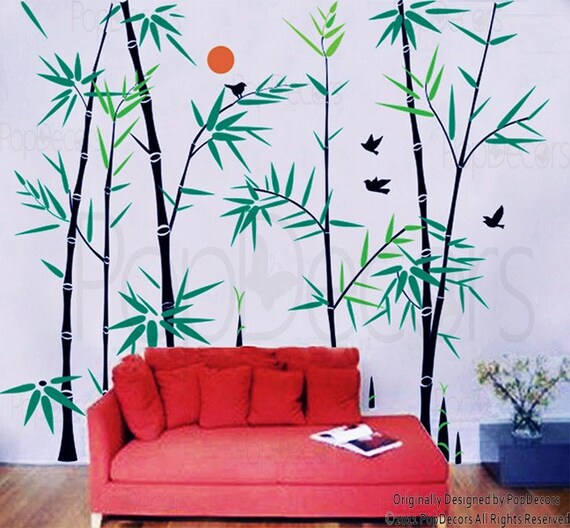 Bamboo Tree Wall Decals Oriental Style Wall Stickers Living