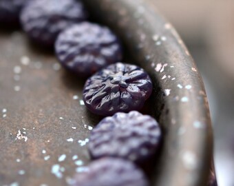 Purple Dreams - Premium Czech Glass Beads, Opal Lavender, Dahlia Flowers 14mm - Pc 6