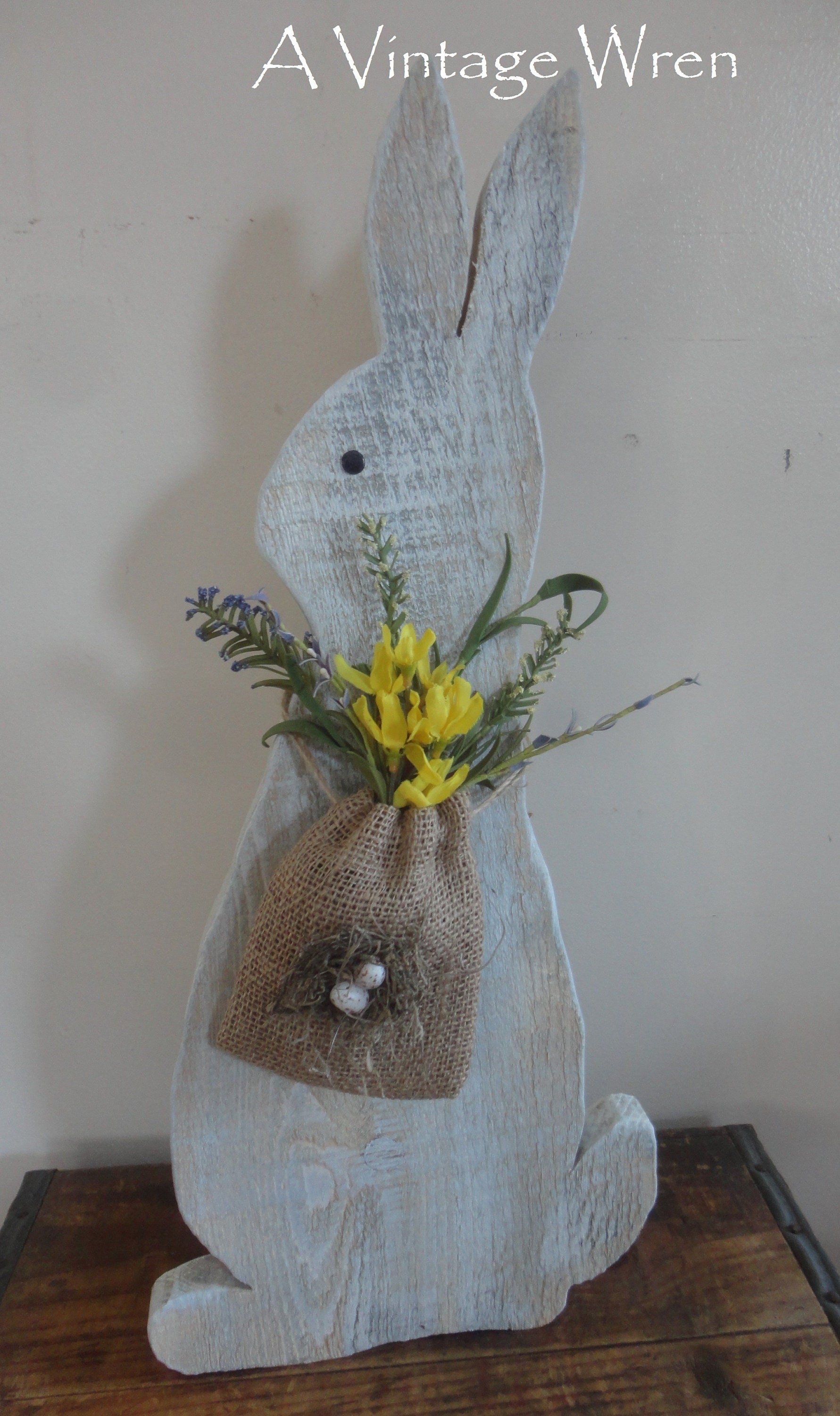 Rustic Easter Bunny/ Wooden Bunny/ Rustic Spring decor/