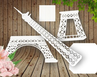TOWER EIFFEL PARIS 3D Template cutting .svg, .dxf, .eps, .png, .pdf. Laser cut pattern Instant Download Cameo