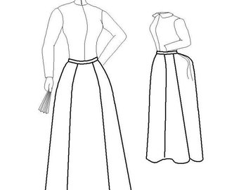 Victorian Skirt Pattern: Round or Foundation Skirt, Multi Size Sewing Pattern, 1880-11