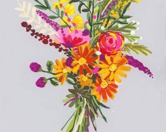Purple Yellow Bouquet PRINT