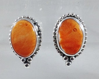 Orange Spiny Oyster Shell Post Earrings