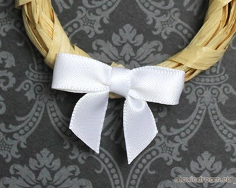 48 Mini WHITE Satin Bows - Ready for crafting