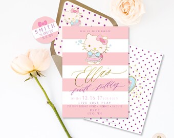 Hello Kitty invitation - birthday Birthday - Hello Kitty Party - Pink & Purple invitation - Hello Kitty digital invitation