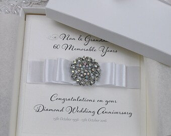 Luxury Diamond Wedding Anniversary Card // 60th Wedding Anniversary Card // Gift Boxed Card // Handmade 60th Wedding Anniversary Card Gift