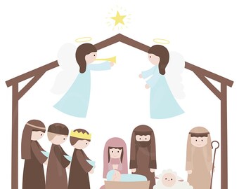 Christmas Nativity Digital Clipart Clip Art Illustrations - instant download - limited commercial use ok