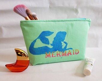 Mermaid makeup bag, make up case, cosmetic bag, zipper pouch, mermaid