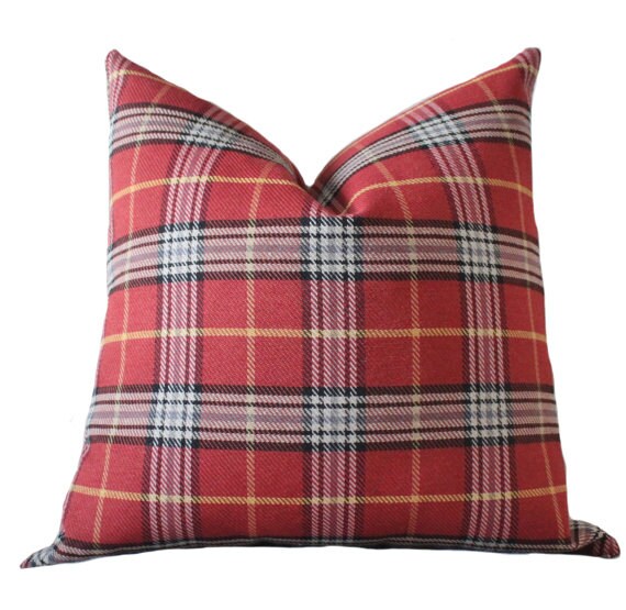 Plaid Pillow Red Gray Plaid Tartan Pillow Cover Winter