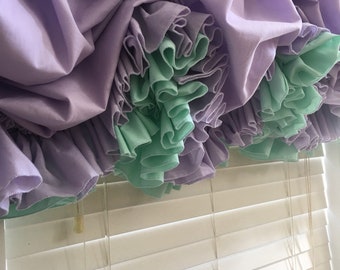 Lavender and Mint Green Double Ruffle Balloon Curtain