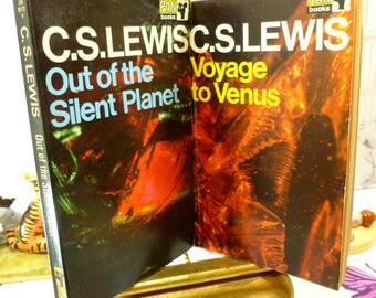 C S Lewis Vintage Sci Fi Paperback Books Out of the Silent Planet Voyage to Venus 1970s Pan