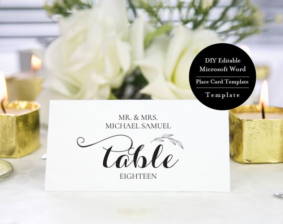 wedding place card template place cards wedding placement cards wedding printable word editable word instant downloadplace card msw418