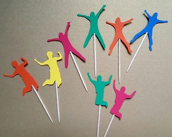 Jumping Party / 12 Count / Jumping Party Cupcake Toppers / Trampoline Party / Trampoline Birthday / Jumping Party Decorations