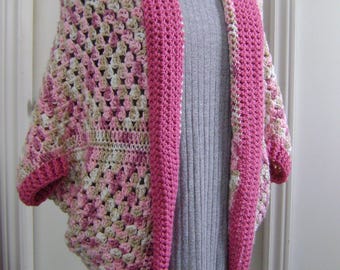Crochet Granny Hexagonal Cardigan Sweater Coat Rainbow Boho