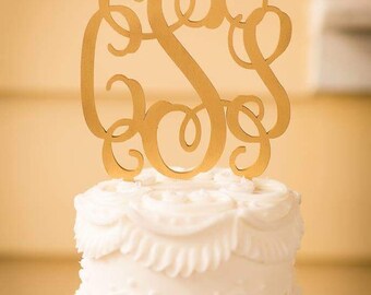 Wedding Cake Topper - Monogram Cake Topper - Bride's Cake - Initial Cake Topper - Painted