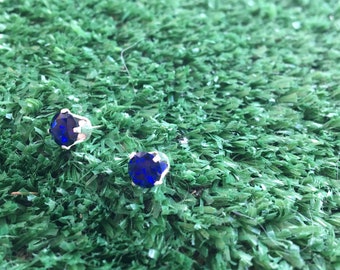 6MM Lab-Created Sapphire and Sterling Silver Stud Earrings