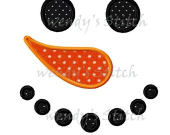Snowman face applique machine embroidery design digital pattern
