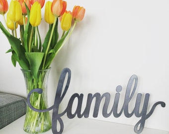 Rustic Metal family Script Home Decor