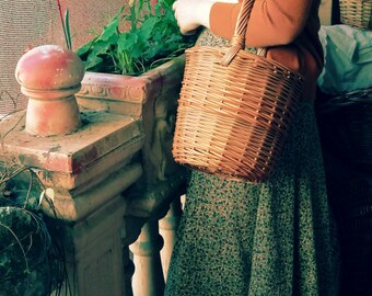 Round Basket, Round Lidded Basket, Jane Birkin Style Basket, Basket Purse, Round Wicker Basket, Natural Willow Basket, Basket Tote