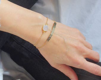 Aquamarine bracelet Gemstone bracelet March birthday Silver aquamarine Personalized gift Aquamarine jewelry Moss Aquamarine March Birthstone
