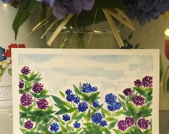Summer Hydrangeas // Hand Painted // Watercolor