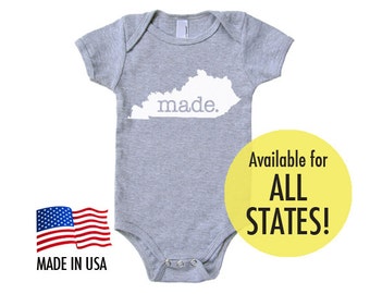 All States 'Made' Cotton Baby One Piece Bodysuit - Infant Girl and Boy Gift American Apparel Baby Clothing