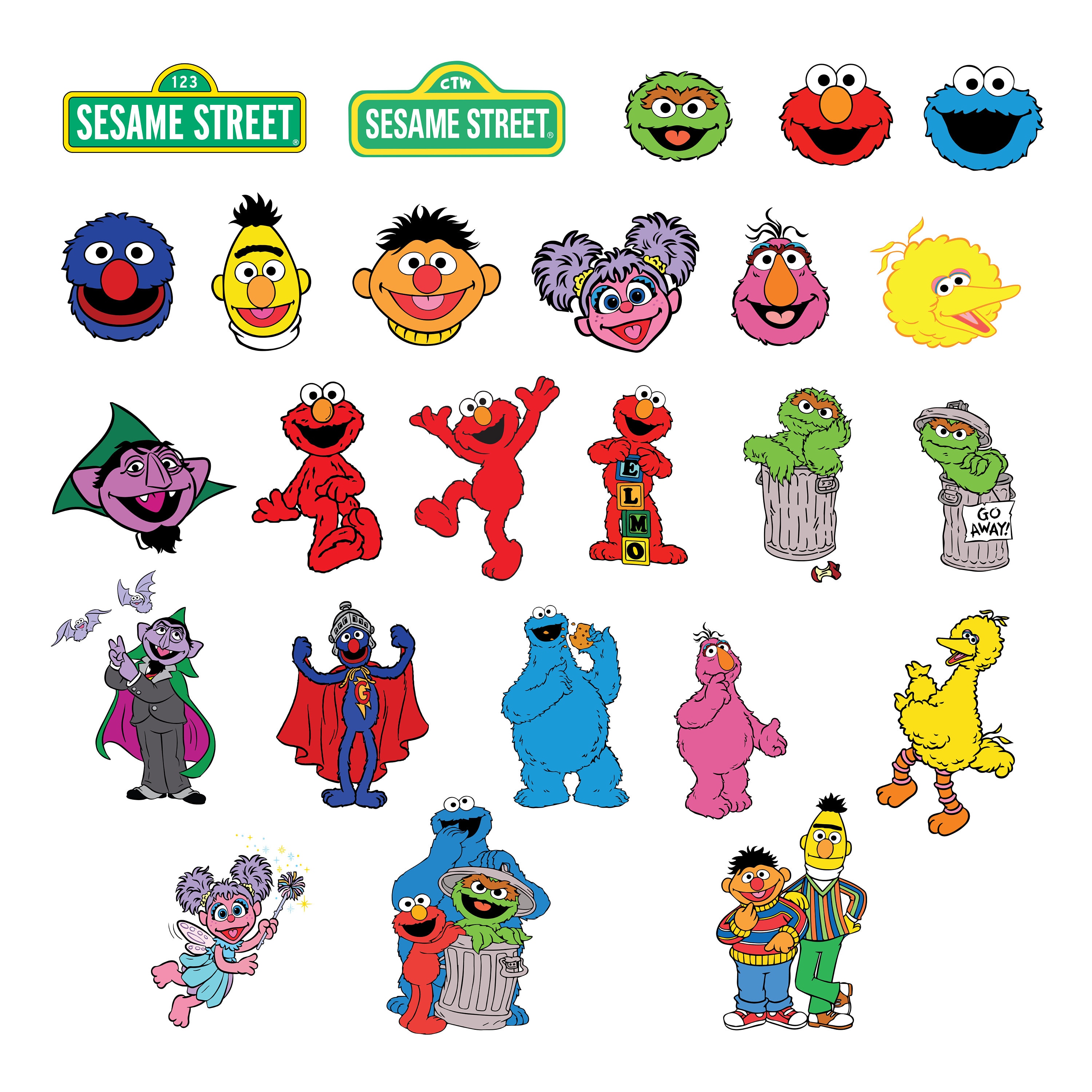 Sesame Street Svg/Eps/Png/Jpg/Cliparts,Printable, Silhouette and Cricut ...