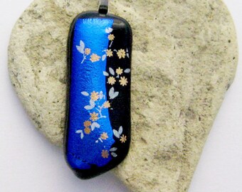 Black and Blue Fused Glass Pendant