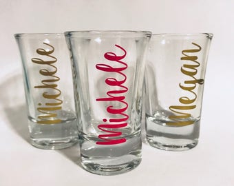 Personalized Shot Glasses, Custom Monogrammed Gift, Bridal Shower Gift, Gold Shot Glass, Party Favor, Valentines Day Gift, Birthday