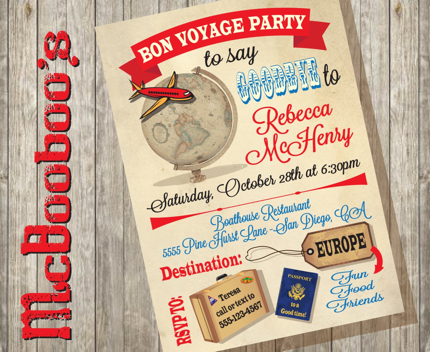 Bon Voyage Goodbye Party Invitation