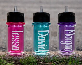 Personalized, Kids, Water, Bottle, Purple, Aqua, Fuchsia