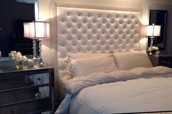 Diamond Tufted Faux Leather Headboard with Contrasting Border