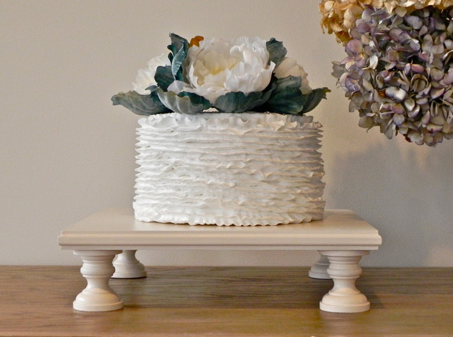 14 Cake Stand Square Antique Ivory Wedding Rustic