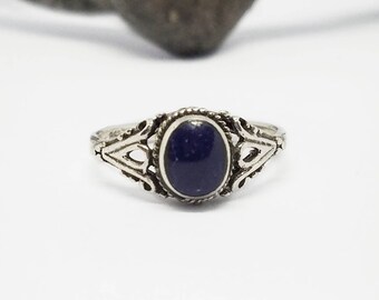 Sodalite Ring~Silver Natural Blue Sodalite Ring~Lapis Color Stone Ring~Lapis Dark Blue Sodalite Jewelry~Promise Ring~Girlfriend Gift for Her