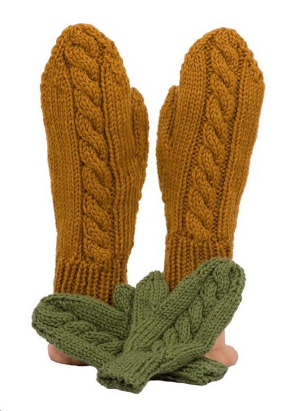 Easy Cable Mitten Pattern Worsted or Chunky Weight Yarn