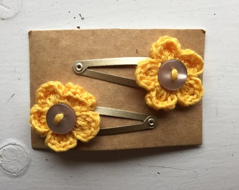 Handmade Crochet Flower Hair Clips