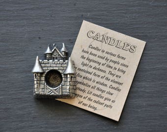Vintage Pewter Castle Mini Chime Candle Holder
