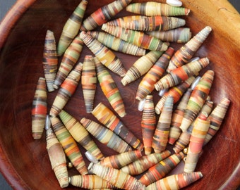 Vintage Paper Unique Bead Mix Assortment Bead Soup Sample Destash Bulk Paper Beads Upcycled Magazine Beads Hand Made (stock F15)