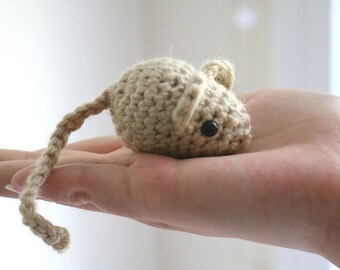 Crocheted Amigurumi Catnip Mouse Cat Toy