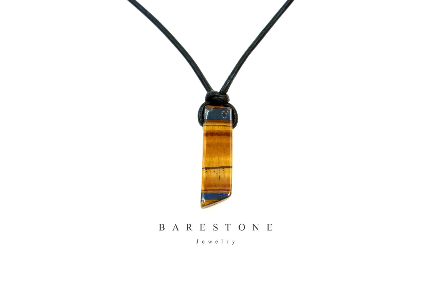 Men's Pendant Gemstone Necklace Adjustable Summer Black