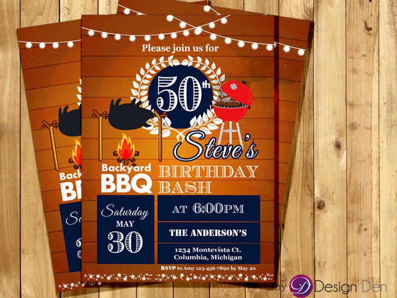 BBQ Birthday Invitation BBQ Party Invitation Pig Roast