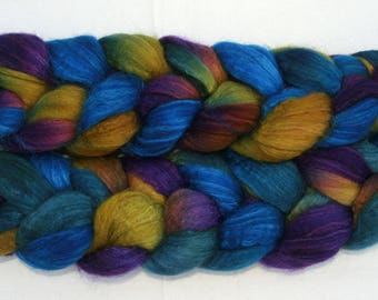 Blueface Leicester Tussah Silk Spinning Fiber - 'Really Really Rich'