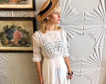1900's Edwardian White Eyelet Lace Maxi Dress - so dreamy!