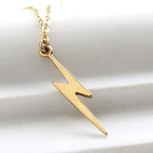 Lightning Bolt Necklace Retro Bowie Inspired Rock and Roll Bolt Necklace Silver Bolt Gold Bolt Layering Necklace Layered Jewelry