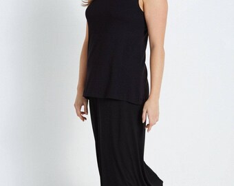 Jersey Skirt with Twisted Hemline in Black