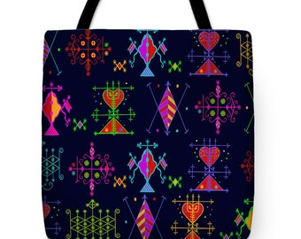 VooDou Veve PolyPoplin Tote Bag - SilkyPoly Throw Pillow - Witchcraft Bag - Diaper Bag - Laptop Bag - Book Bag - ReUsable Shopping Bag Gift