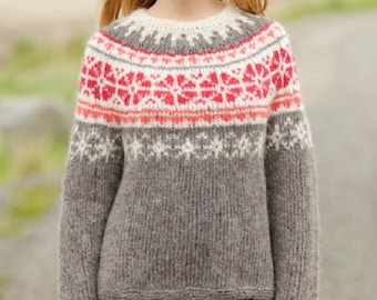 Women's Knit Fair Isle Sweater Multicolored Hand Knitted Sweater, Different colors available