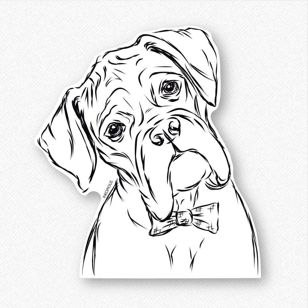 Cooper Boxer in a Bow Tie Decal Sticker Boxer Lover Gifts