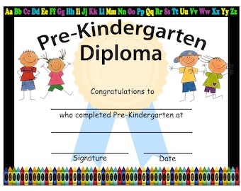 kindergarten graduation blank diploma instant download