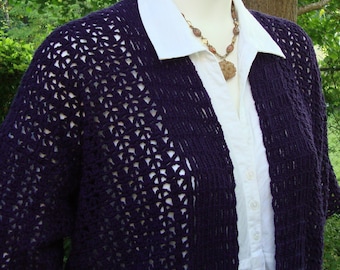 Crochet Cardigan, Kimono Cardigan, Cardigan Women, Violet Cardigan, Women's Cardigan Sweaters, Hemp Cardigan, Available in S/M and M/L